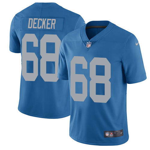Detroit Lions #68 Taylor Decker Blue Throwback Men's Stitched Vapor Untouchable Limited Jersey Men's