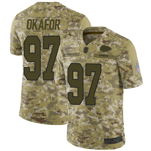 Kansas City Chiefs #97 Alex Okafor Camo Men's Stitched Limited 2018 Salute To Service Jersey Men's