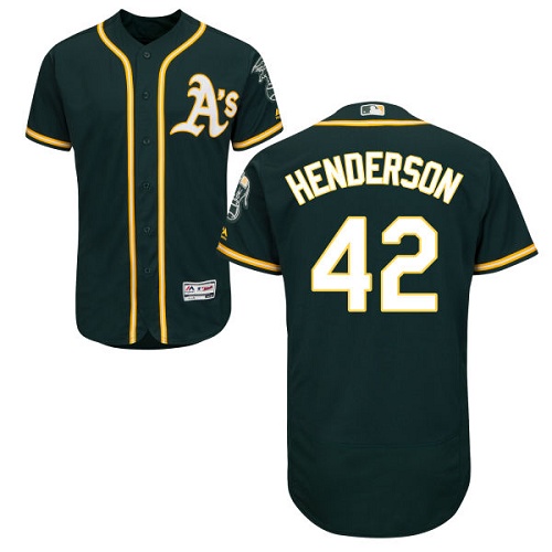 Oakland Athletics #42 Dave Henderson Green Flexbase Authentic Collection Stitched Jersey Men's