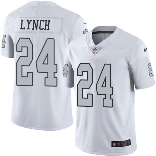 Las Vegas Raiders #24 Marshawn Lynch White Men's Stitched Limited Rush Jersey Men's