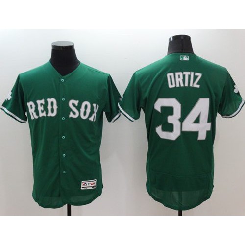 Boston Red Sox #34 David Ortiz Green Celtic Flexbase Authentic Collection Stitched Jersey Men's