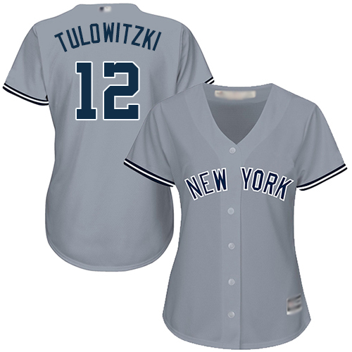 New York Yankees #12 Troy Tulowitzki Grey Road Women's Stitched Jersey Womens