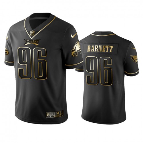 Philadelphia Eagles #96 Derek Barnett Black Golden Limited Edition Stitched Jersey Men's