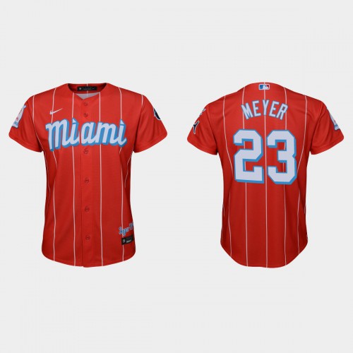 Miami Miami Marlins #23 Max Meyer Youth 2021 City Connect Authentic Jersey Red Youth