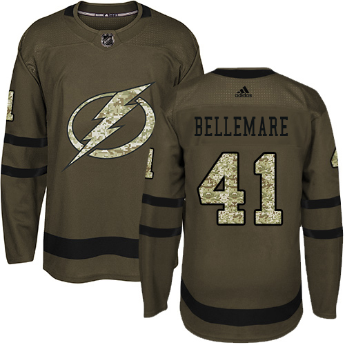 Adidas Tampa Bay Lightning #41 Pierre-Edouard Bellemare Green Salute to Service Stitched Jersey Men's