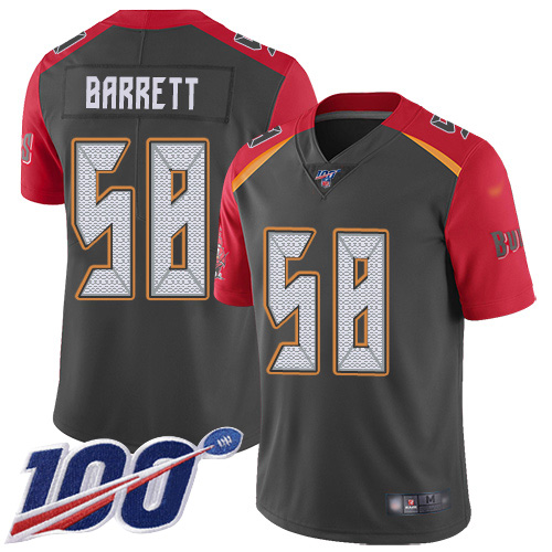 Tampa Bay Buccaneers #58 Shaquil Barrett Gray Men's Stitched Limited Inverted Legend 100th Season Jersey Men's