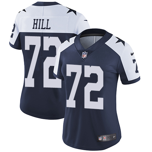 Dallas Cowboys #72 Trysten Hill Navy Blue Thanksgiving Women's Stitched Vapor Throwback Limited Jersey Womens