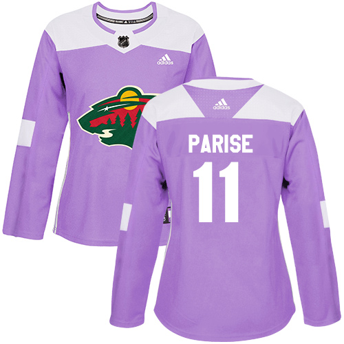Adidas Minnesota Wild #11 Zach Parise Purple Authentic Fights Cancer Women's Stitched Jersey Womens