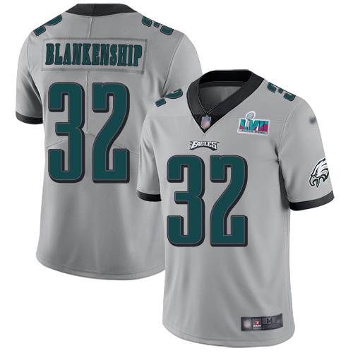 Eagles #32 Reed Blankenship Silver Super Bowl LVII Patch Men's Stitched Limited Inverted Legend Jersey