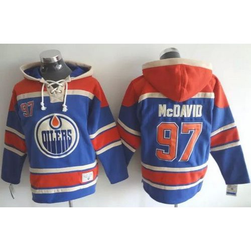 Edmonton Oilers #97 Connor McDavid Light Blue Sawyer Hooded Sweatshirt Stitched Jersey Men's