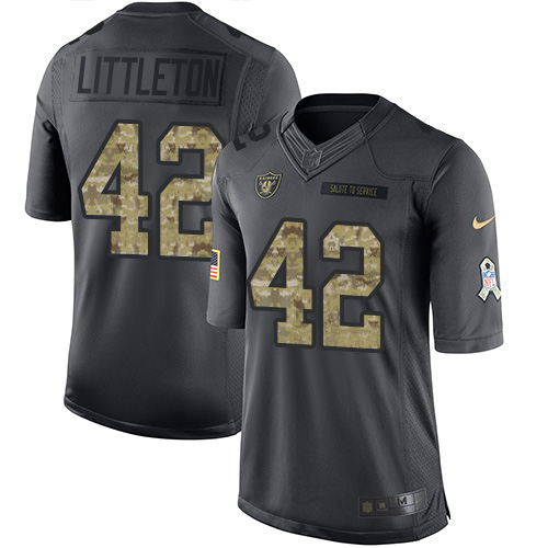 Las Vegas Raiders #42 Cory Littleton Black Men's Stitched Limited 2016 Salute to Service Jersey Men's