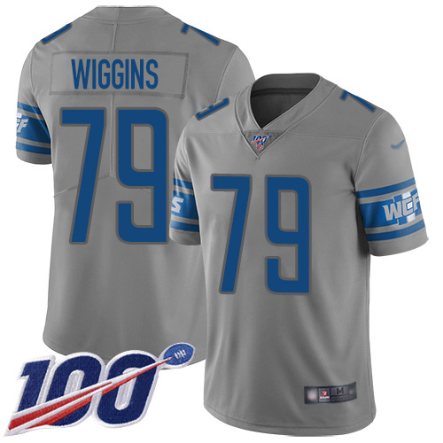 Detroit Lions #79 Kenny Wiggins Gray Men's Stitched Limited Inverted Legend 100th Season Jersey Men's