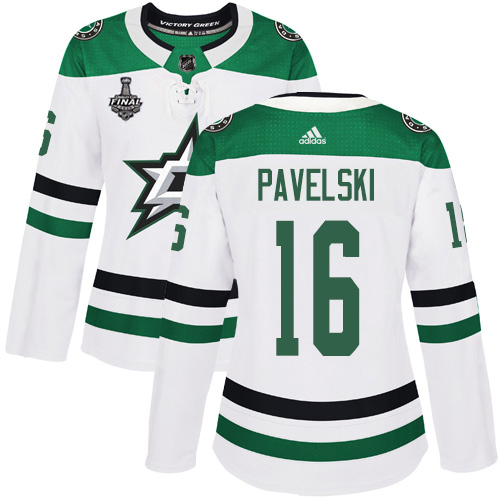 Adidas Dallas Stars #16 Joe Pavelski White Road Authentic Women's 2020 Stanley Cup Final Stitched Jersey Womens