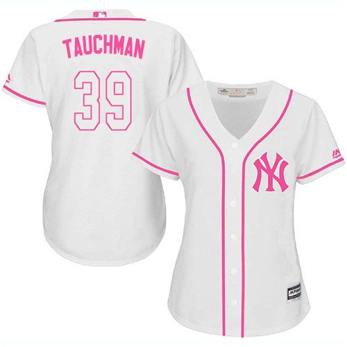 New York Yankees #39 Mike Tauchman White/Pink Fashion Women's Stitched Jersey Womens