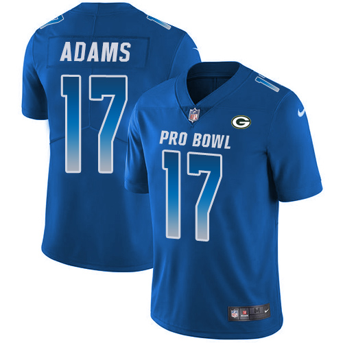 Packers #17 Davante Adams Royal Men's Stitched Limited NFC 2018 Pro Bowl Jersey