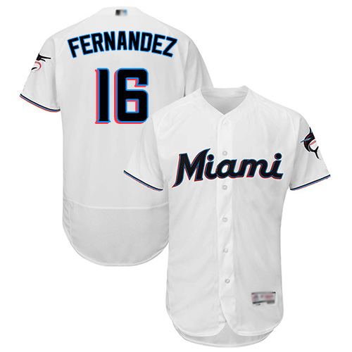 Miami Marlins #16 Jose Fernandez White Flexbase Authentic Collection Stitched Jersey Men's