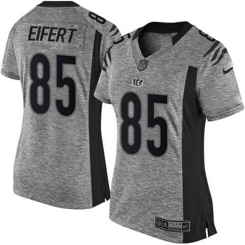 Cincinnati Bengals #85 Tyler Eifert Gray Women's Stitched Limited Gridiron Gray Jersey Womens