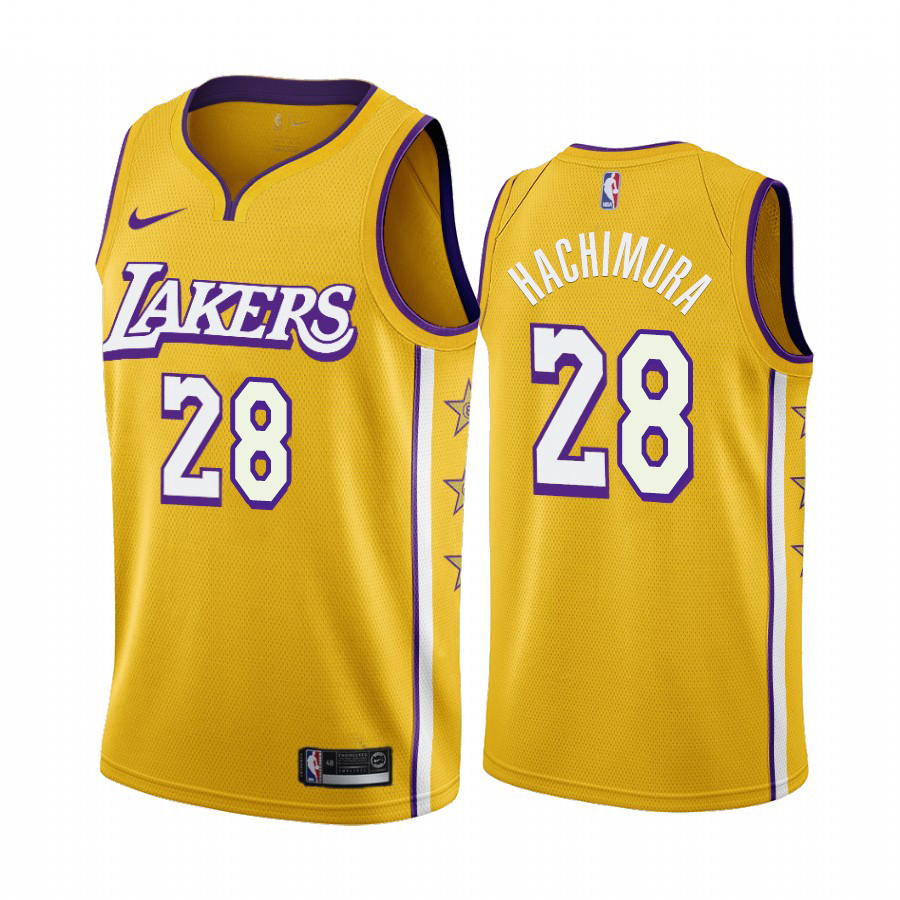 Lakers #28 Rui Hachimura Men's Unveil 2019-20 City Edition Swingman Jersey Yellow