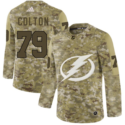 Adidas Tampa Bay Lightning #79 Ross Colton Camo Authentic Stitched Jersey Men's