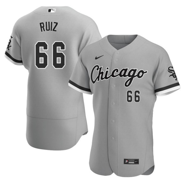 Men's Chicago White Sox 66 Authentic 2020 Gray Road Jose Ruiz Jersey