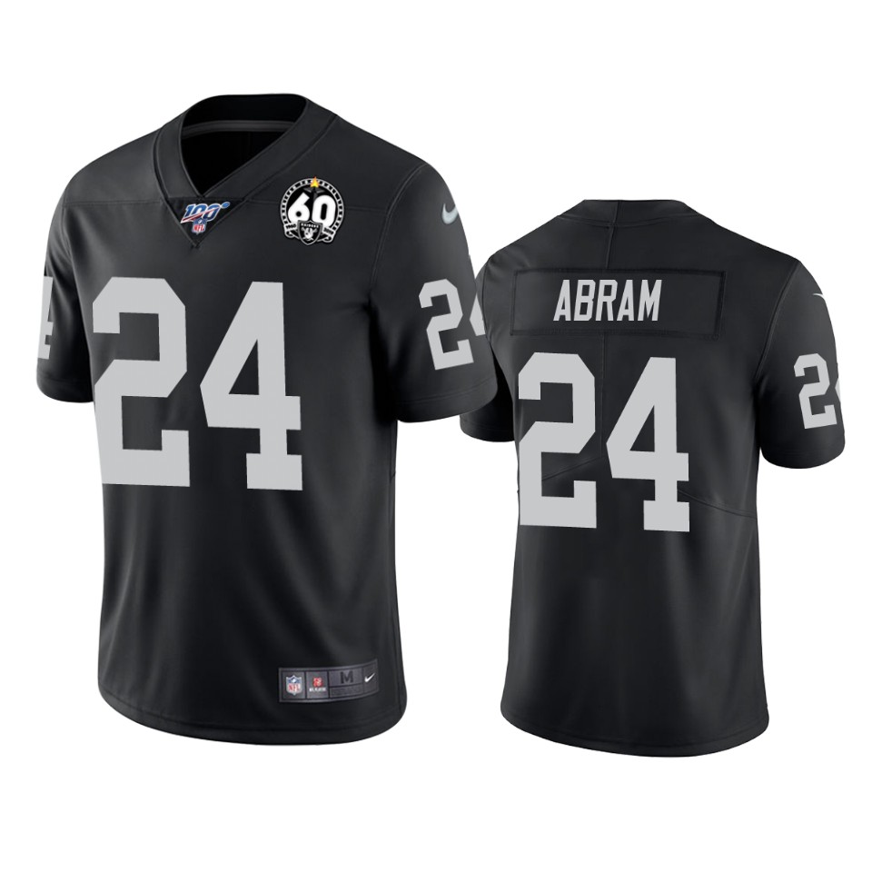 Raiders #24 Johnathan Abram Black 60th Anniversary Vapor Limited Stitched 100th Season Jersey