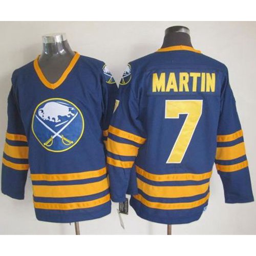 Buffalo Sabres #7 Rick Martin Navy Blue CCM Throwback Stitched Jersey Men's