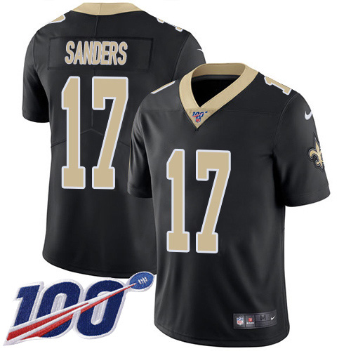 New Orleans Saints #17 Emmanuel Sanders Black Team Color Men's Stitched 100th Season Vapor Untouchable Limited Jersey Men's