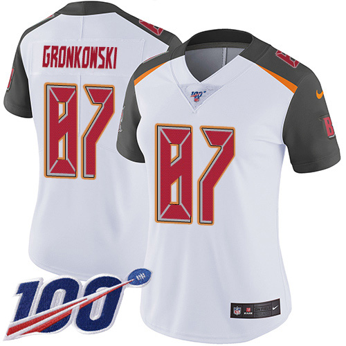 Buccaneers #87 Rob Gronkowski White Women's Stitched 100th Season Vapor Untouchable Limited Jersey