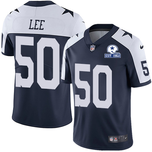 Dallas Cowboys #50 Sean Lee Navy Blue Thanksgiving Men's Stitched With Established In 1960 Patch Vapor Untouchable Limited Throwback Jersey Men's