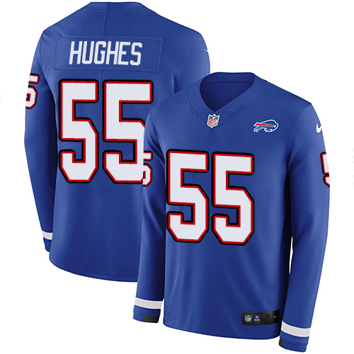 Buffalo Bills #55 Jerry Hughes Royal Blue Team Color Men's Stitched Limited Therma Long Sleeve Jersey Men's