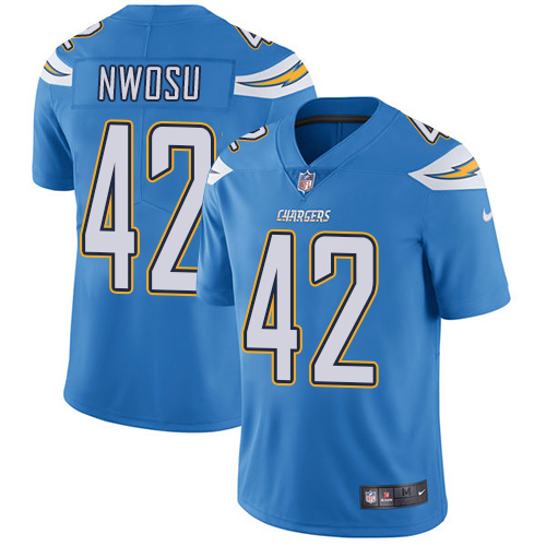 Los Angeles Chargers #42 Uchenna Nwosu Electric Blue Alternate Men's Stitched Vapor Untouchable Limited Jersey Men's