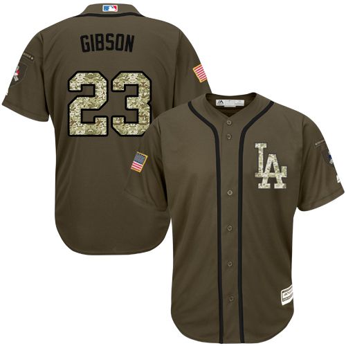 Los Angeles Dodgers #23 Kirk Gibson Green Salute to Service Stitched Youth Jersey Youth