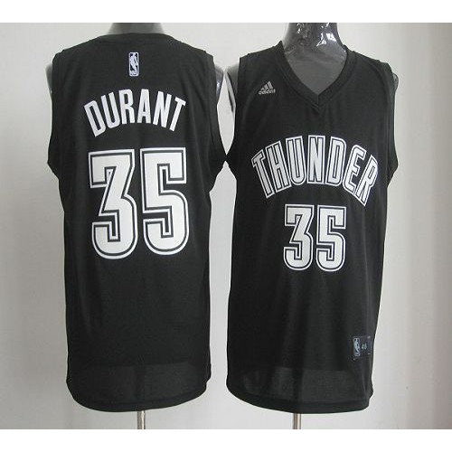 Oklahoma City Thunder #35 Kevin Durant Black/White Stitched Jersey Mens