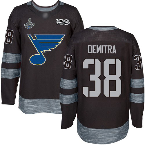 Adidas St. Louis Blues #38 Pavol Demitra Black 1917-2017 100th Anniversary Stanley Cup Champions Stitched Jersey Men's