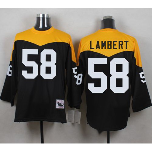 Mitchell And Ness 1967 Pittsburgh Steelers #58 Jack Lambert Black/Yelllow Throwback Men's Stitched Jersey Men's