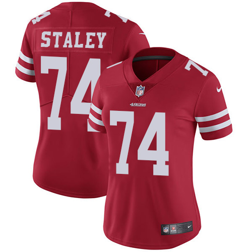 San Francisco 49ers #74 Joe Staley Red Team Color Women's Stitched Vapor Untouchable Limited Jersey Womens
