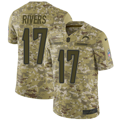 Los Angeles Chargers #17 Philip Rivers Camo Youth Stitched Limited 2018 Salute to Service Jersey Youth