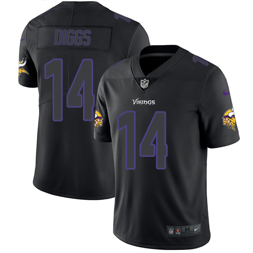 Minnesota Vikings #14 Stefon Diggs Black Men's Stitched Limited Rush Impact Jersey Men's
