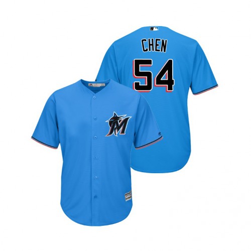 Miami Marlins #54 Wei-Yin Chen Blue Alternate 2019 Cool Base Stitched Jersey Men's