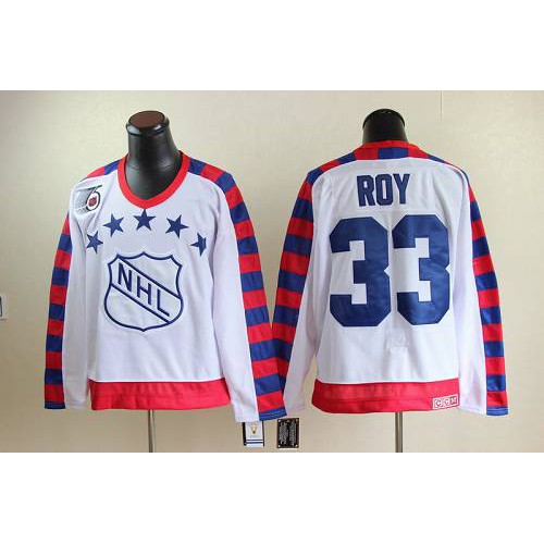 Montreal Canadiens #33 Patrick Roy White All Star CCM Throwback 75TH Stitched Jersey Men's
