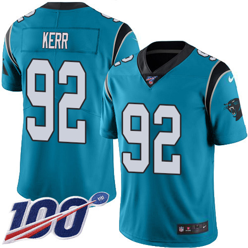 Carolina Panthers #92 Zach Kerr Blue Men's Stitched Limited Rush 100th Season Jersey Men's