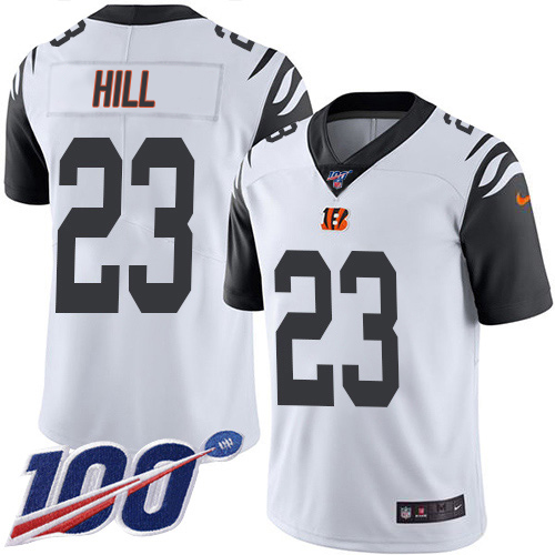 Bengals #23 Daxton Hill White Men's Stitched Limited Rush 100th Season Jersey