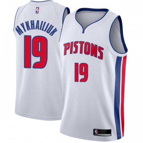 Detroit Pistons #19 Sviatoslav Mykhailiuk White Swingman Association Edition Jersey Mens