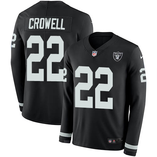 Las Vegas Raiders #22 Isaiah Crowell Black Team Color Men's Stitched Limited Therma Long Sleeve Jersey Men's