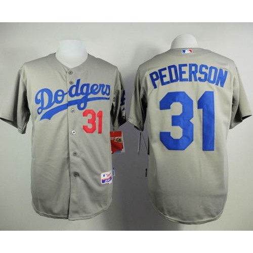 Los Angeles Dodgers #31 Joc Pederson Grey Cool Base Stitched Jersey Men's