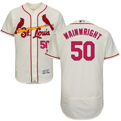 St.Louis Cardinals #50 Adam Wainwright Cream Flexbase Authentic Collection Stitched Jersey Men's