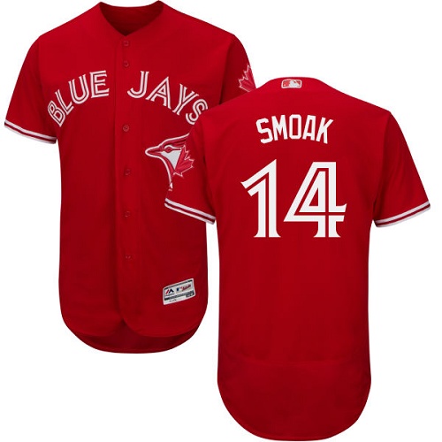 Toronto Blue Jays #14 Justin Smoak Red Flexbase Authentic Collection Canada Day Stitched Jersey Men's
