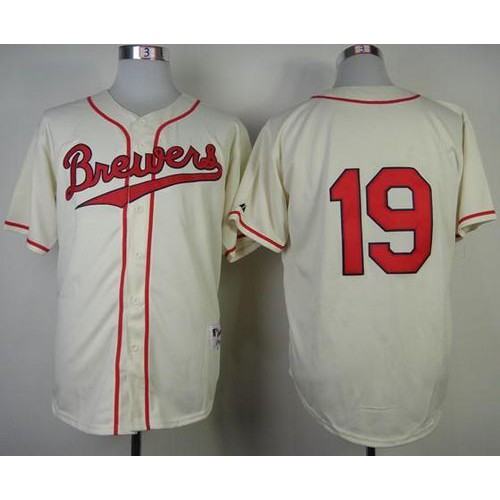 Milwaukee Brewers #19 Robin Yount Cream 1948 Turn Back The Clock Stitched Jersey Men's