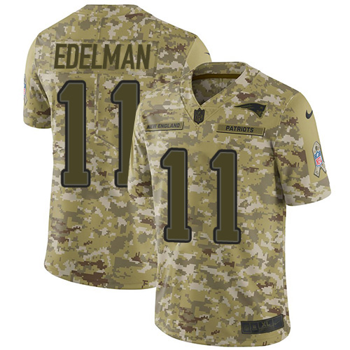 Patriots #11 Julian Edelman Camo Youth Stitched Limited 2018 Salute To Service Jersey