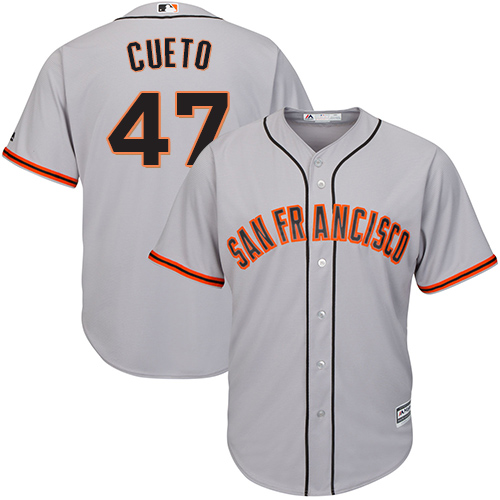 San Francisco Giants #47 Johnny Cueto Grey Road Cool Base Stitched Youth Jersey Youth